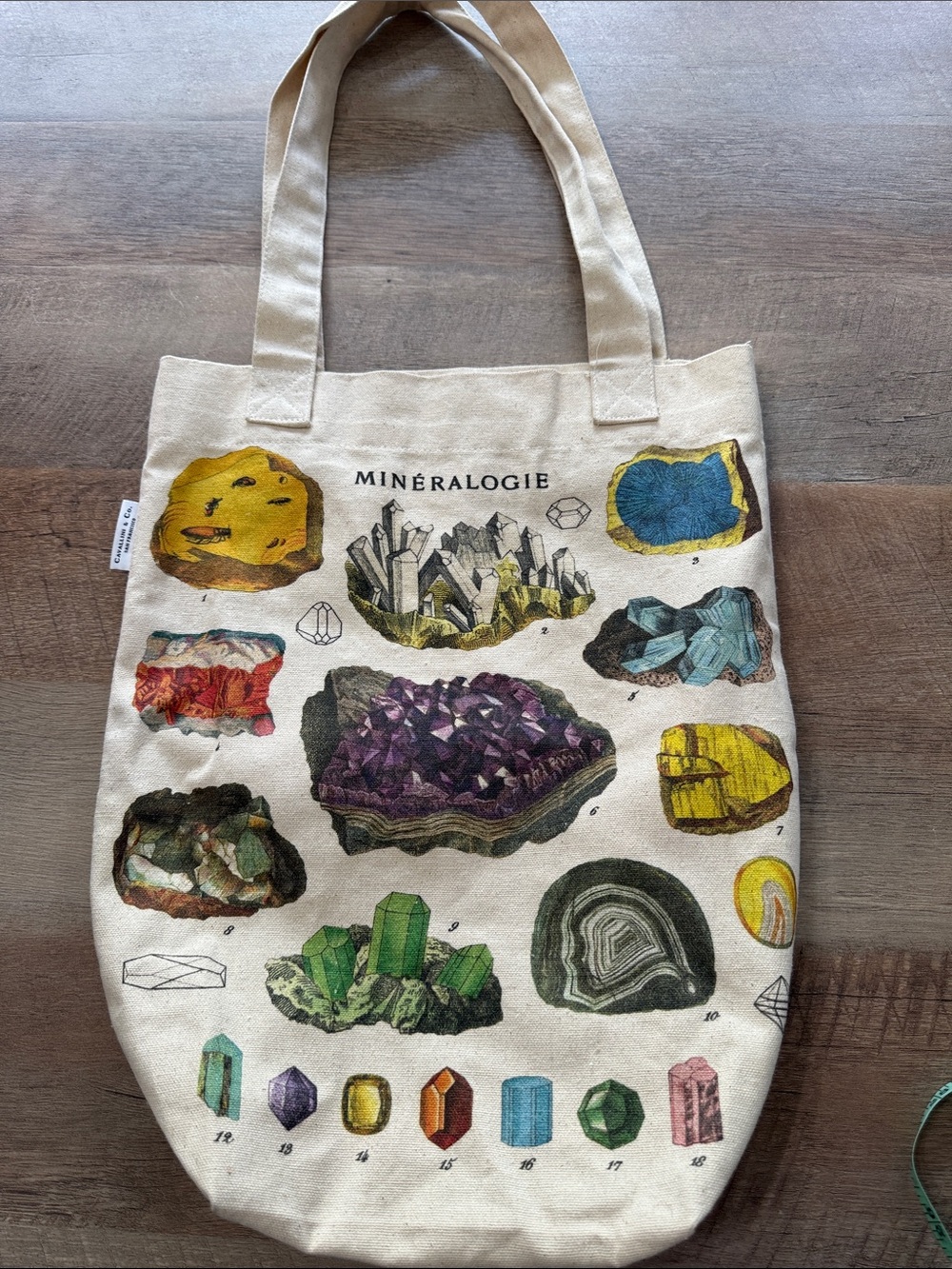 Minéralogie Crystal Print Canvas Tote - Neutral with Multicolor Gem Print